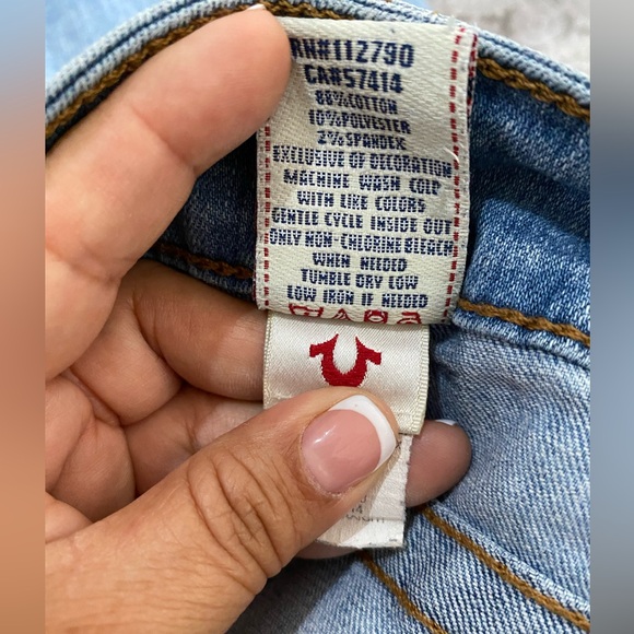 True Religion Blue Boot Cut Jeans with Signature Stitching - Picture 3 of 13